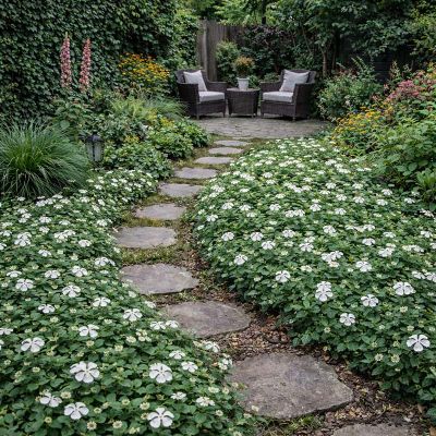 Vinca minor 'Alba' - växtmattor